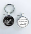 SET of TWO Sonogram Keychains - Can't wait to meet you Daddy, Mommy
