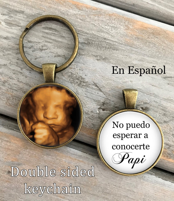 SPANISH Sonogram keychain - double sided - NO PUEDO ESPERAR A CONOCERTE