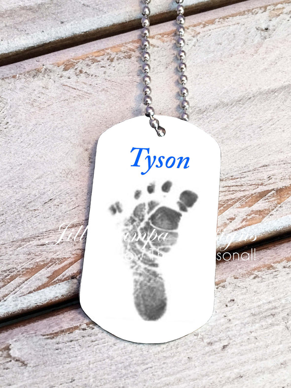 Baby Footprint key chain - Baby Boy - Custom Dog Tag necklace - Jill Campa Designs - Now That's Personal!  - 2