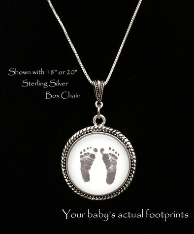 BABY Footprint  Necklace, Your baby's actual footprints on a necklace - Jill Campa Designs - Now That's Personal! 