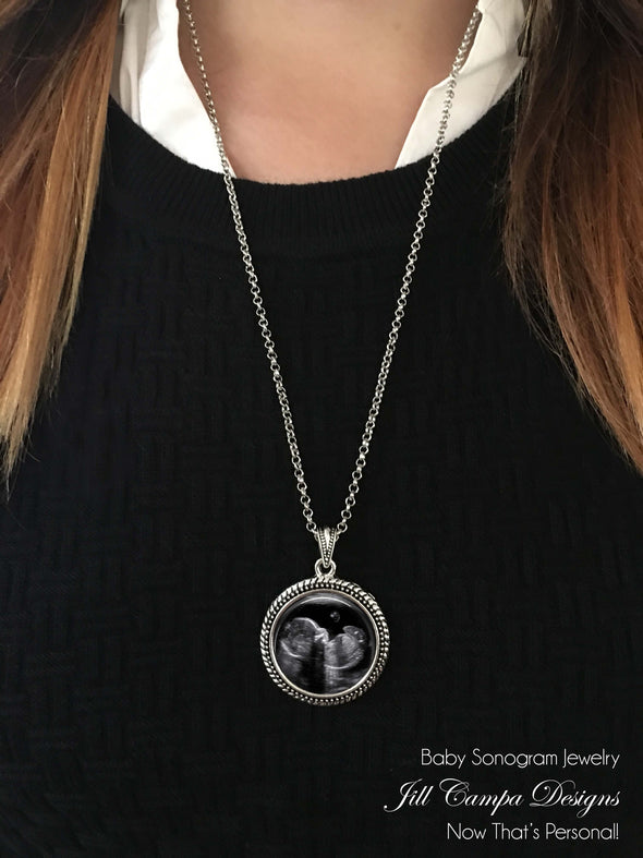 Baby Sonogram Necklace, Ultrasound Pendant - Pregnancy Gift , New Baby - Jill Campa Designs - Now That's Personal!  - 2