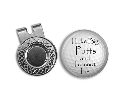 Magnetic Golf Ball Marker and hat clip set - I Like Big Putts - GOLF BALL MARKER - Gift for golfer - gift for Dad - Father's Day gift - golf - Jill Campa Designs - Now That's Personal! 