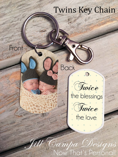 Twins keychain - custom photo dog tag - baby sonogram - Jill Campa Designs - Now That's Personal! 
