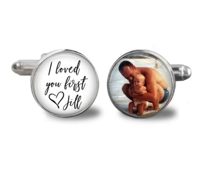 Photo cufflinks for the father of the bride - I loved you first 