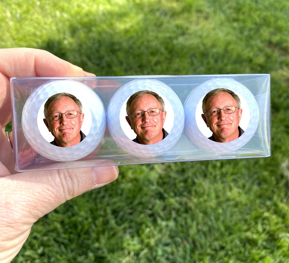 Photo golf balls - if found please return to this guy - set of 3 custom golf balls