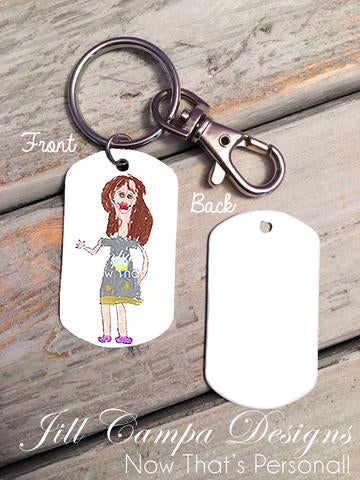 Dog Tag Necklace/Key Chain-Your Child's Artwork or Handwriting