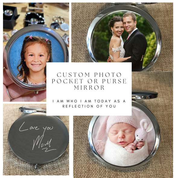 photo collage of pocket and purse mirrors