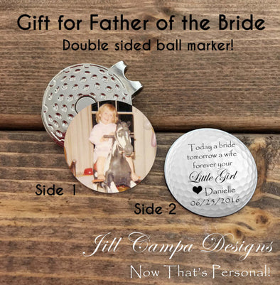 Personalized FATHER of the BRIDE - Double Sided Golf Ball Marker with Clip