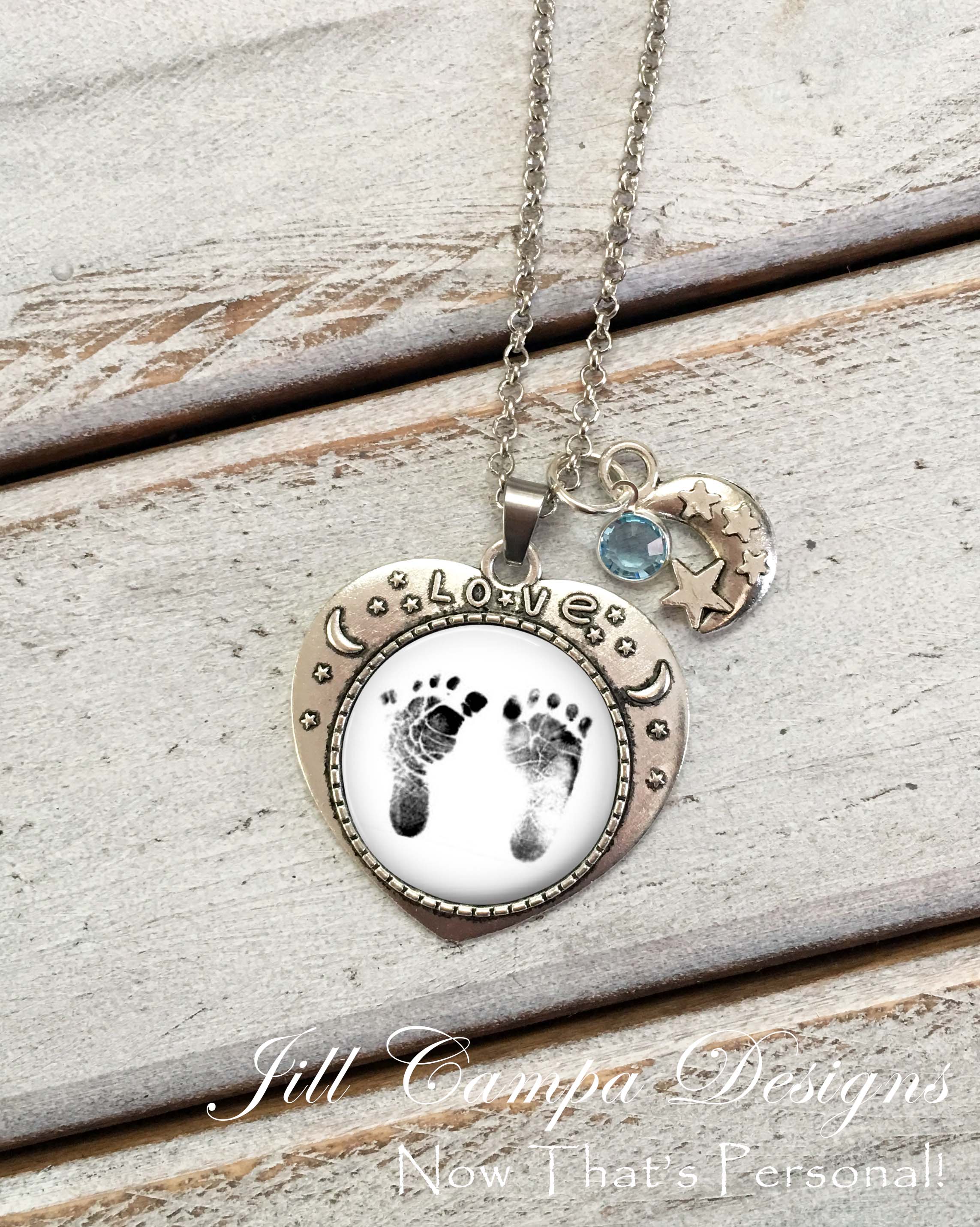 Baby Foot Print Necklace, Exact Replica Of Your New Little Baby's Feet!