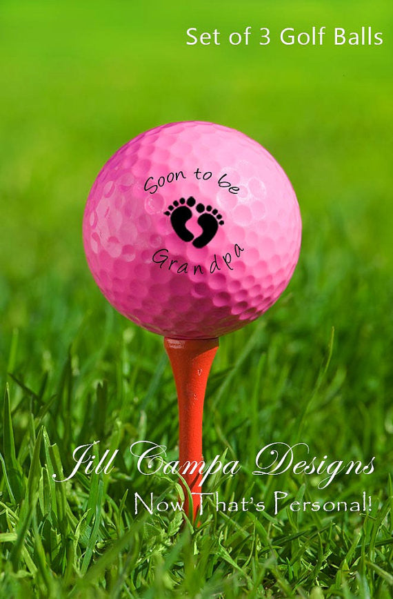 Personalized Pink Golf Ball Birth Announcement and Baby Reveal