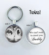 TWINS Sonogram keychain - double sided - We can't wait to meet you