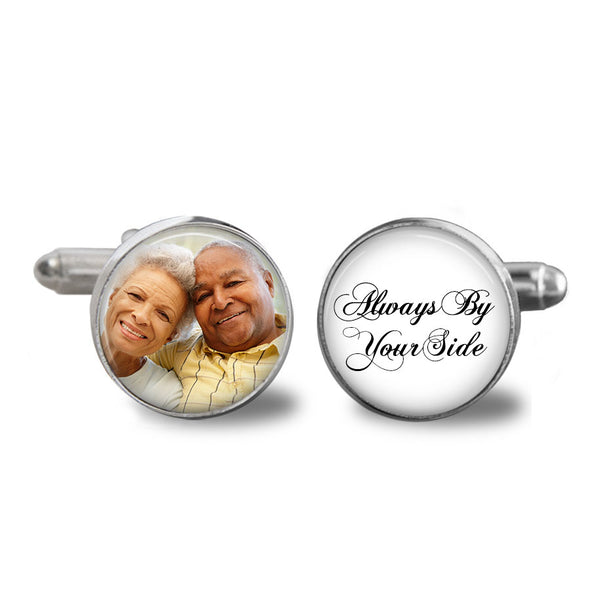 memorial photo cufflinks with photo of couple
