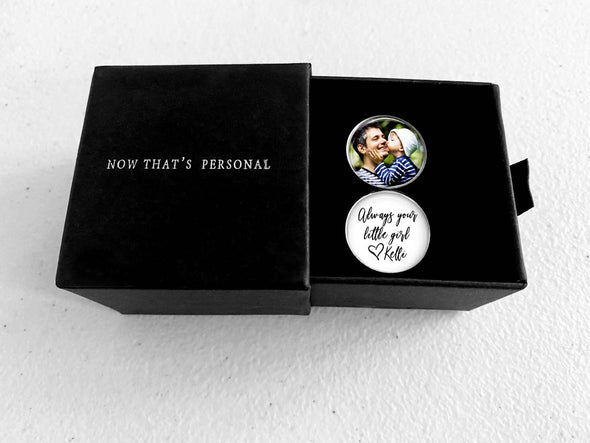 Personalized Now and Then Photo Cuff Links for Father of the Bride