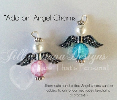 ADD an ANGEL charm to your item - pink or blue Angel Charm - charm add on - Jill Campa Designs - Now That's Personal! 