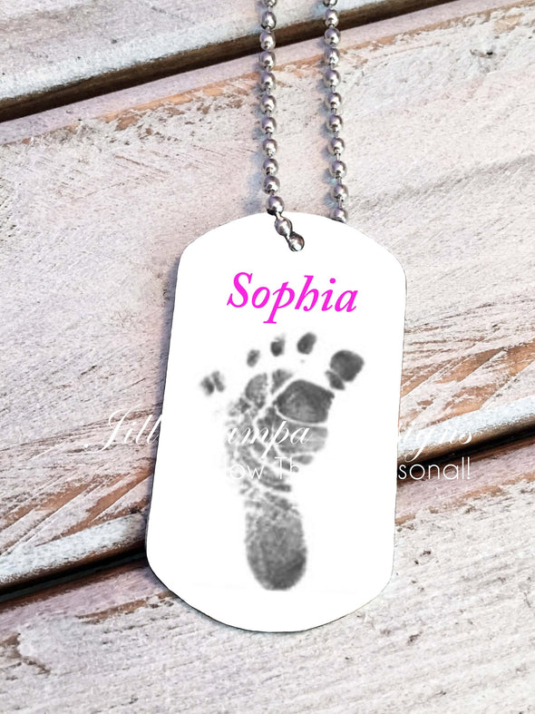 Baby Footprint key chain - Baby Girl - Custom Dog Tag necklace - Jill Campa Designs - Now That's Personal!  - 2