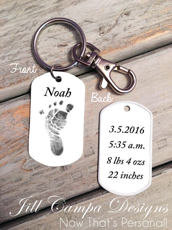 Baby Footprint key chain - Custom Dog Tag necklace - Jill Campa Designs - Now That's Personal!  - 1