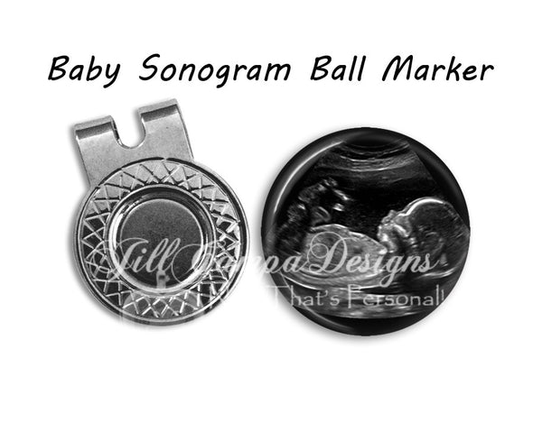 SONOGRAM or Baby footprint Magnetic Golf Ball Marker & hat clip set - Jill Campa Designs - Now That's Personal!  - 1