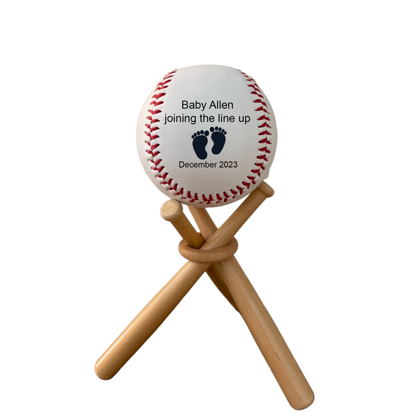 Pregnancy announcement GIFT SET - baseball with Bat Stand, Baby joining the line up
