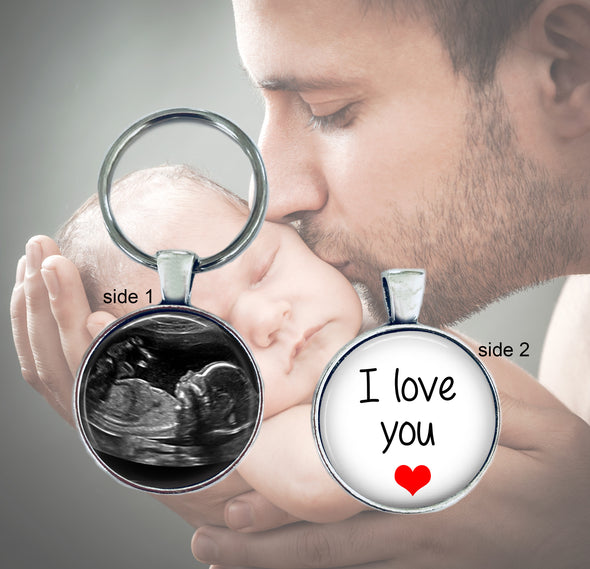 Sonogram keychain - double sided - I love you