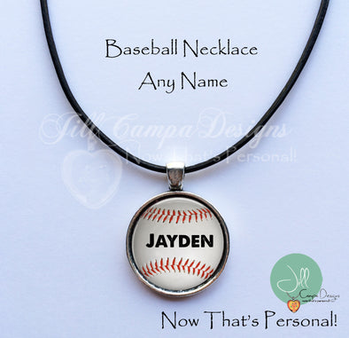 Personalized Baseball Necklace - ANY NAME - Jill Campa Designs - Now That's Personal!  - 1