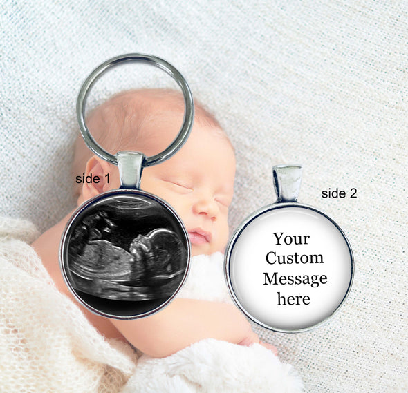 Sonogram key chain - double sided - Your custom text