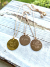Rose Gold disc necklace - Faith over Fear - Rose Gold Plated Stainless Steel disc and necklace
