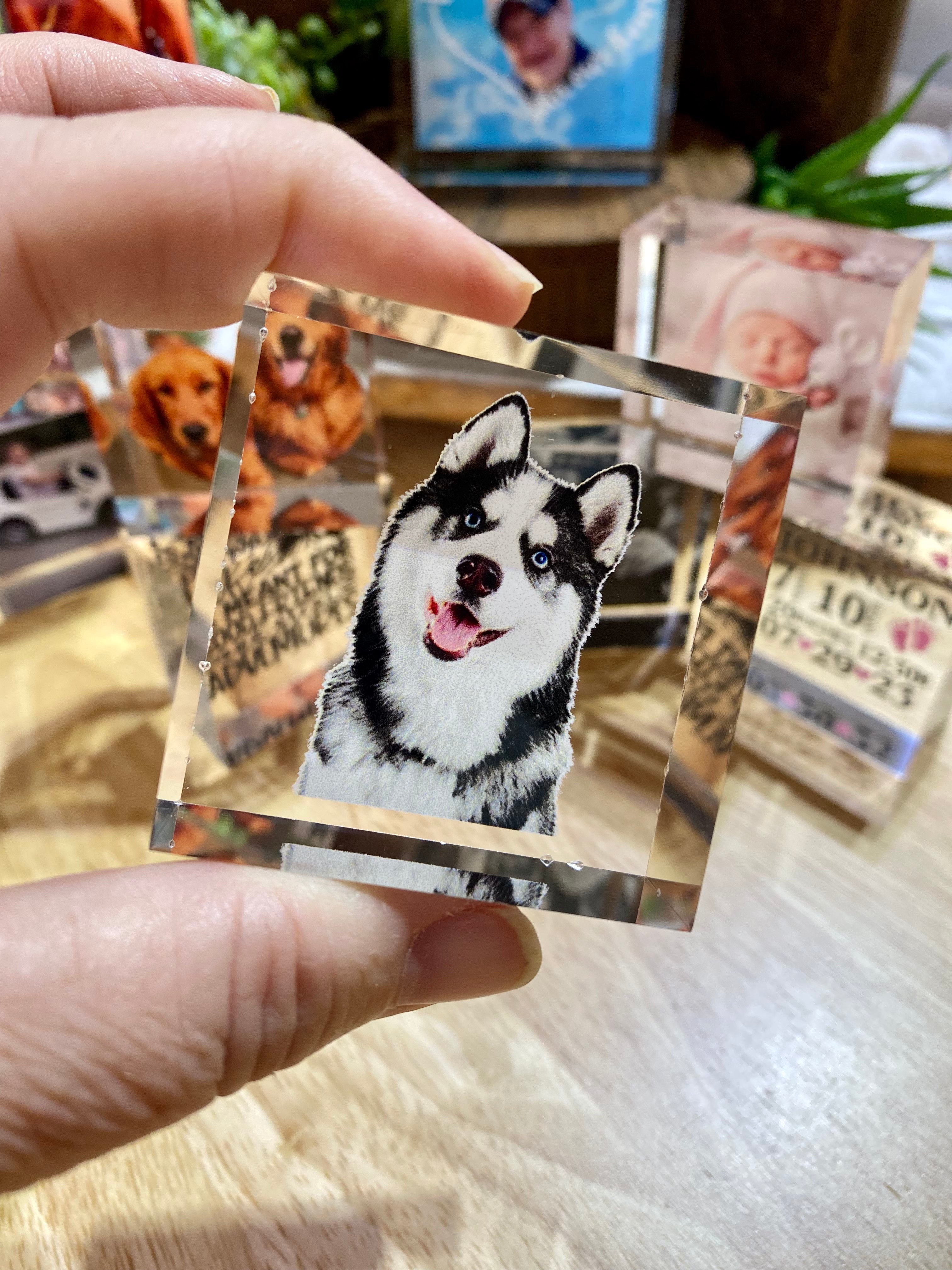 Wood style Pet memorial gift with picture and customizable name and date