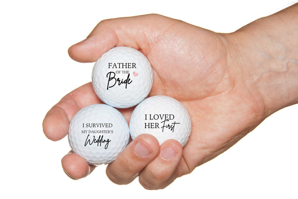 set of 3 golf balls for father of the bride
