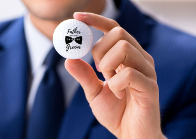 Personalized Father of the Groom Golf Ball Gift Set with Bow Tie