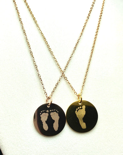 Custom Engraved Footprint Necklace