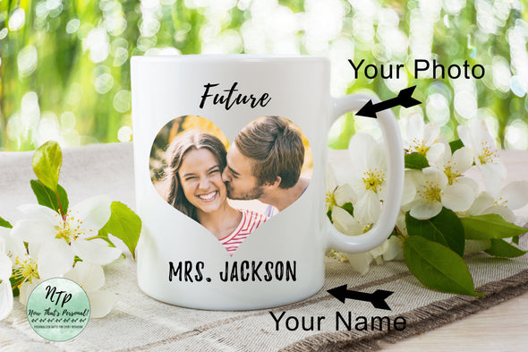Future Mrs. coffee mug personalized with your last name