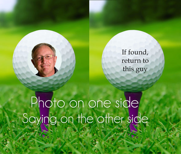 Custom Photo Golf balls - Double Sided - set of 3 with YOUR photo - Father's Day Gift