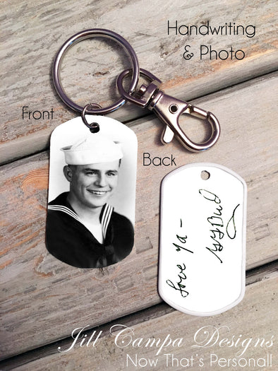 HANDWRITING and PHOTO keychain - custom photo dog tag - Jill Campa Designs - Now That's Personal! 