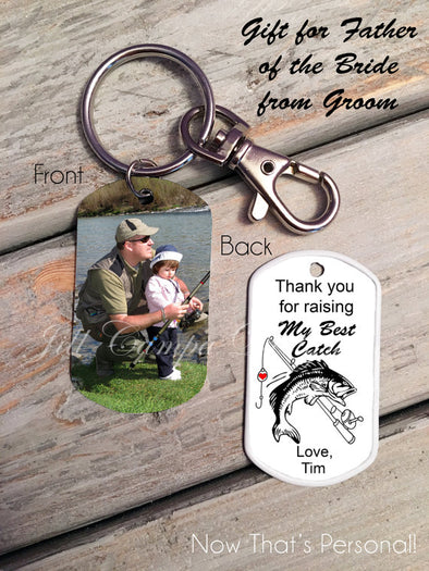 Groom's Gift to Parents of the Bride-Fishing Theme, Custom Photo, Dog Tag, Key Chain