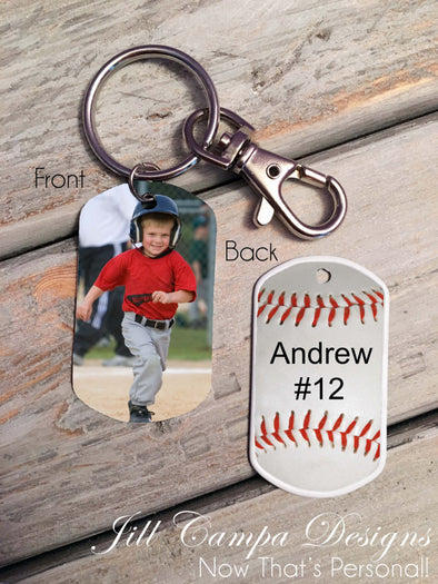 Baseball Theme-Custom Photo Dog Tag-Key Chain