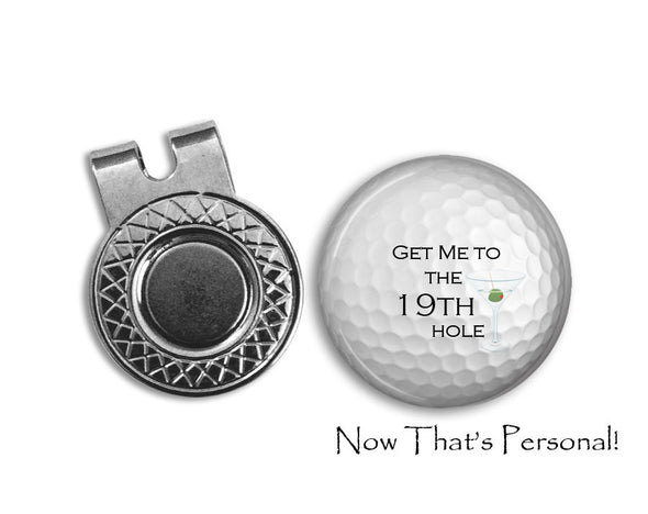 Magnetic Golf Ball Marker and hat clip set - golf ball marker - 19th hole - Gift for golfer - gift for Dad - Jill Campa Designs - Now That's Personal! 