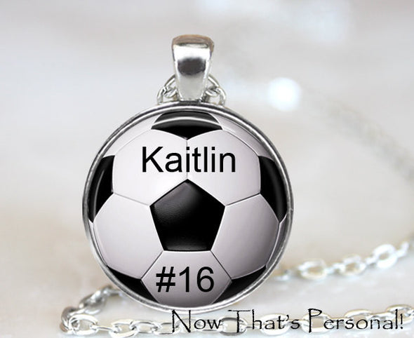 CUSTOM SOCCER PENDANT - custom soccer necklace - Your child's name and number - soccer key chain - soccer mom - soccer  necklace - Futball - Jill Campa Designs - Now That's Personal!  - 1
