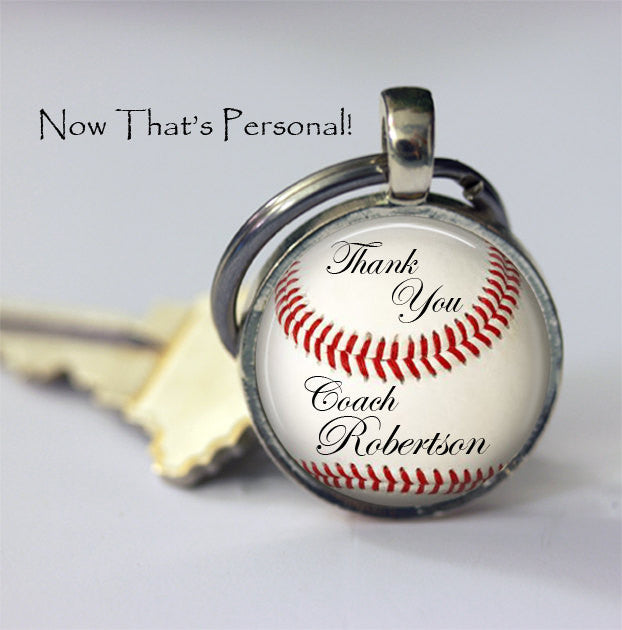 CUSTOM BASEBALL KEYCHAIN Thank you Coach Personalized with