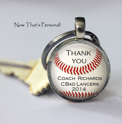 Custom BASEBALL Keychain - Thank you Coach - Personalized with your Coach's name, TEAM NAME and year - Gift for Baseball Coach - baseball - Jill Campa Designs - Now That's Personal!  - 1