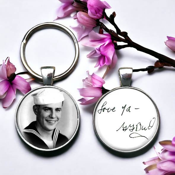 Personalized Double Sided HANDWRITING and PHOTO keychain