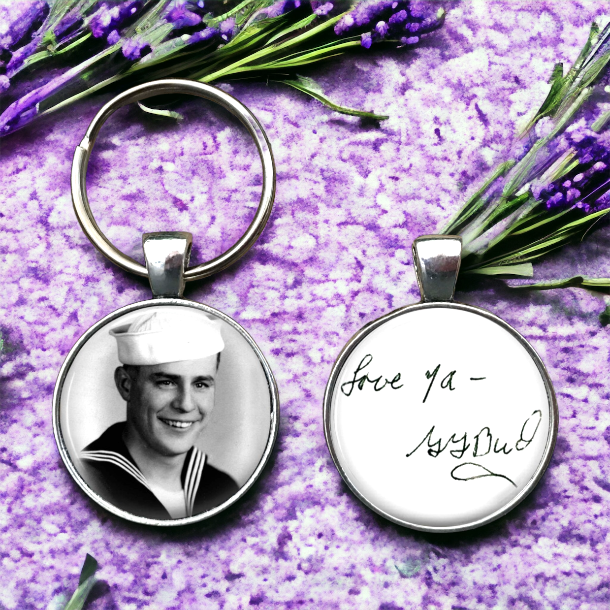 Personalized photo 2025 keychain double sided