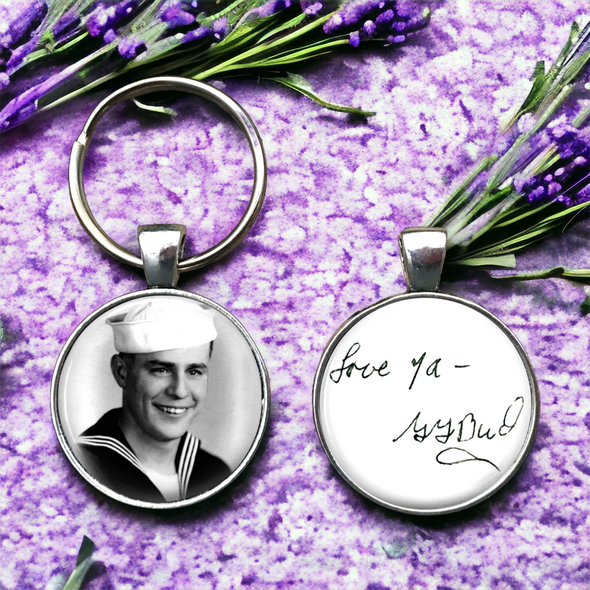 Personalized Double Sided HANDWRITING and PHOTO keychain