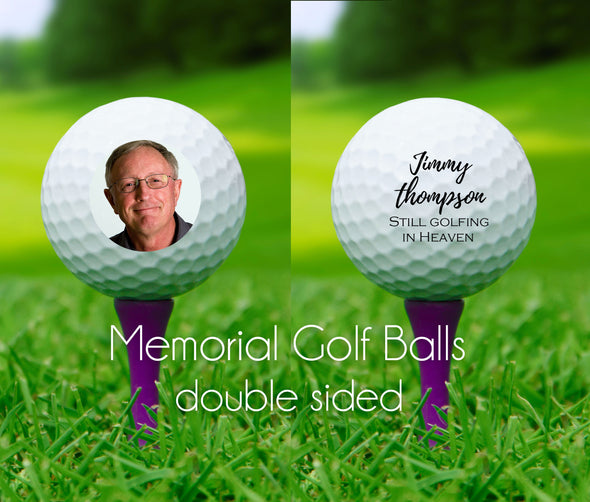 MEMORIAL GOLF BALLS - memorial photo golf balls - still golfing in heaven
