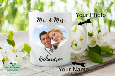 Mr. and Mrs. coffee mug personalized with your last name