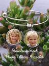 Custom photo charm bracelet - single sided charms