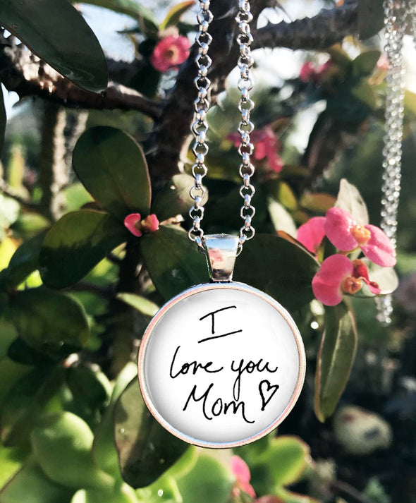 Photo and handwriting necklace, photo and handwriting - double sided