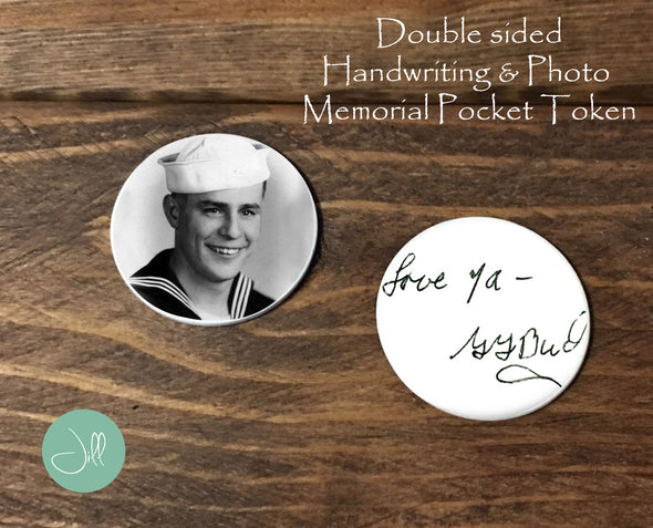 Memorial Pocket Token - handwriting and photo - memorial coin