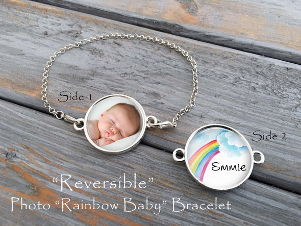 Rainbow Baby Bracelet, reversible bracelet, sonogram, baby photo