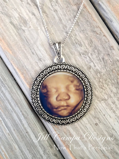 SONOGRAM Necklace, scroll design - Ultrasound Necklace - Jill Campa Designs - Now That's Personal!  - 1
