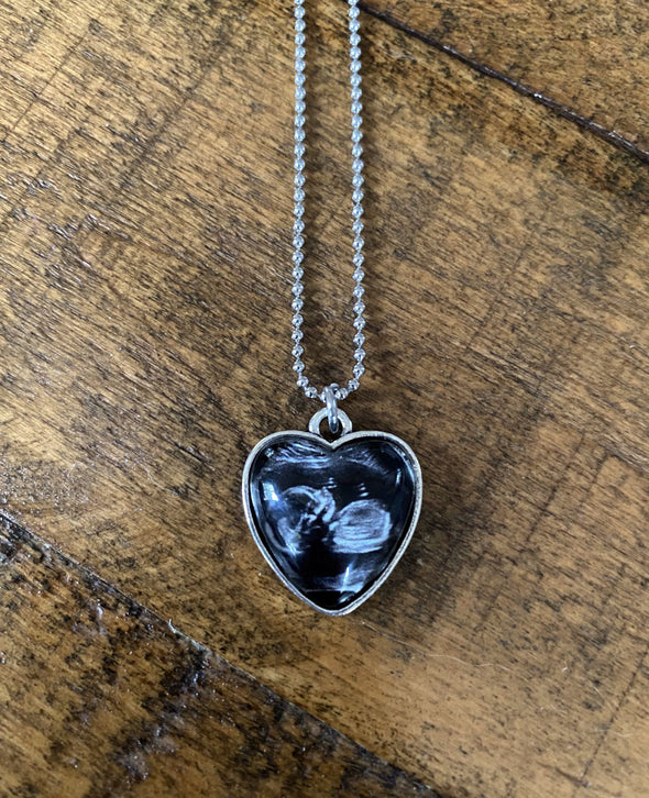 Petite heart shaped sonogram necklace